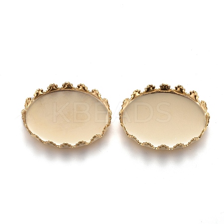 201 Stainless Steel Cabochon Settings X-STAS-P249-10B-G-1