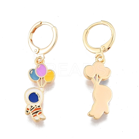 Colorful Enamel Spaceman Dangle Leverback Earrings EJEW-N012-75-1