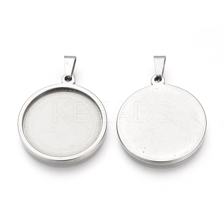 Tarnish Resistant 201 Stainless Steel Pendant Cabochon Settings STAS-S073-06P-1