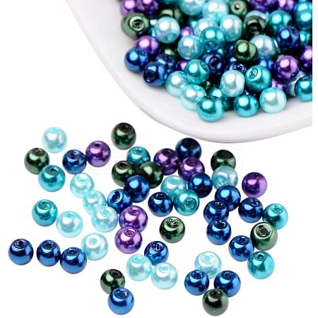 6mm Multicolor Pearlized Glass Pearl Beads for Jewelry Making HY-PH0006-6mm-11-1