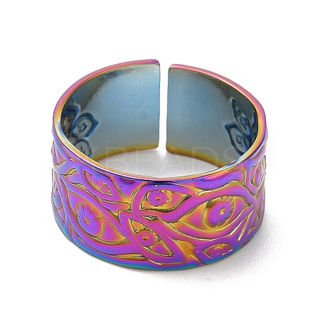 Ion Plating(IP) 304 Stainless Steel Eye Open Cuff Ring for Women RJEW-M149-35RC-1