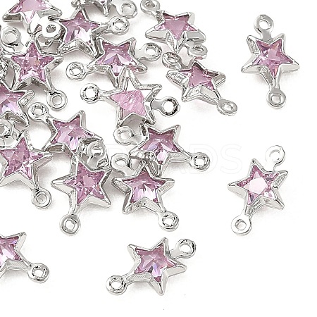 SHEGRACE Brass Pave Cubic Zirconia Star Connector Charms XGRQ2O212-441B-P-1