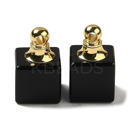 Natural Obsidian Perfume Bottle Pendants G-Z039-04G-03-1