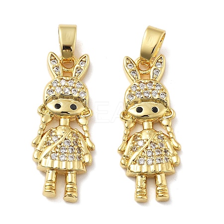 Girl Brass Micro Pave Cubic Zirconia Pendants KK-M325-15B-G-1