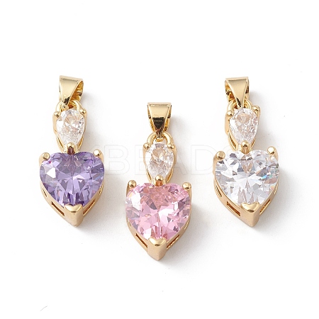 Rack Plating Brass Cubic Zirconia Pendants KK-E003-19G-1
