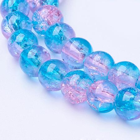 Spray Painted Crackle Glass Beads Strands CCG-Q001-6mm-19-1