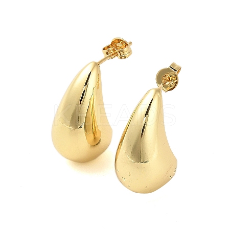 Rack Plating Teardrop Brass Stud Earrings for Women EJEW-B053-02G-1