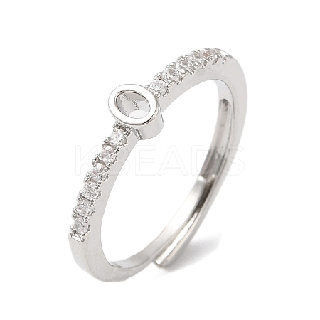 Rack Plating Brass Clear Cubic Zirconia Number 0 Adjustable Rings for Women RJEW-S407-09P-10-1