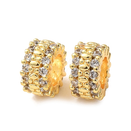 Brass Micro Pave Clear Cubic Zirconia European Beads CU-H003-01G-1