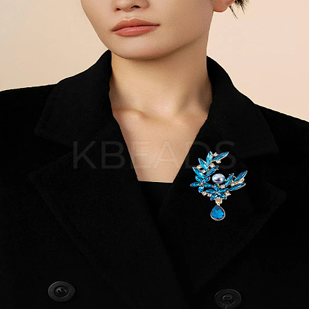 1Pc Alloy Rhinestone Brooches JEWB-LP0002-08G-1