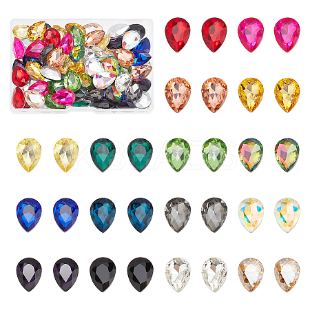96Pcs 16 Colors Glass Rhinestone Cabochons GLAA-FG0001-17-1