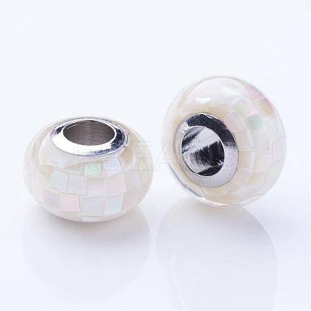 Shell European Beads KK-P070-8x12mm-06-1