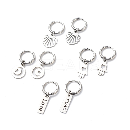 Non-Tarnish 304 Stainless Steel Dangle Hoop Earrings for Women EJEW-JE05037-1