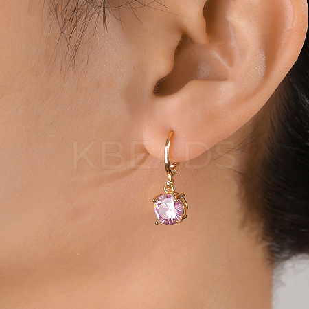 Elegant French Style Brass Pave Clear Cubic Zirconia Flat Round Hoop Earrings KO2254-1-1