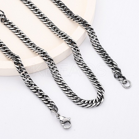 4.5MM 201 Stainless Steel Cuban Link Chain Necklaces NJEW-Q013-14C-1