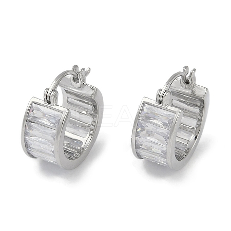 Clear Cubic Zirconia Hoop Earrings EJEW-L292-018P-1