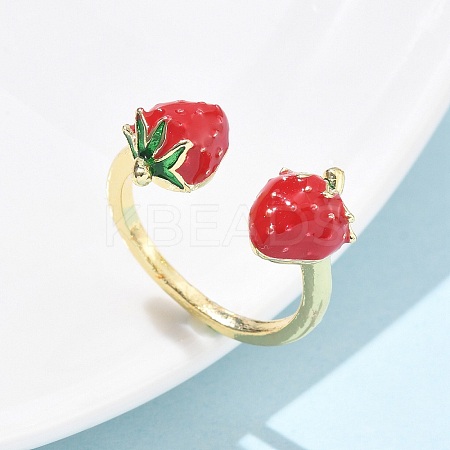 Brass with Enamel Cuff Open Rings for Women RJEW-Q019-01A-G-1
