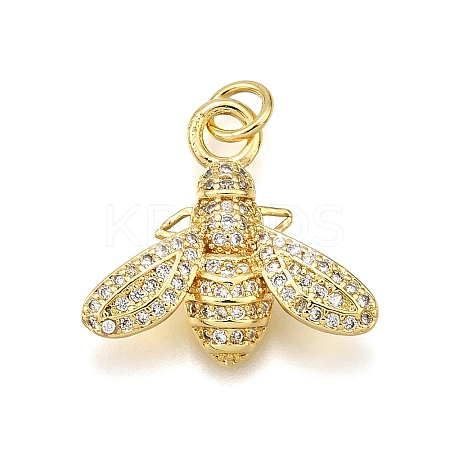 Rack Plating Brass Micro Pave Cubic Zirconia Pendants KK-K401-91G-1