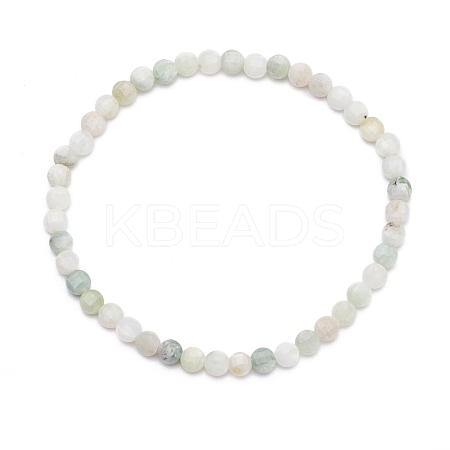 Natural Myanmar Jade/Burmese Jade Faceted Nugget Beads Stretch Bracelet BJEW-JB07217-01-1
