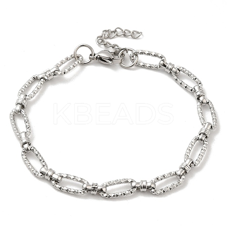Non-Tarnish 304 Stainless Steel Faceted Oval Link Chain Bracelet BJEW-K226-13P-1