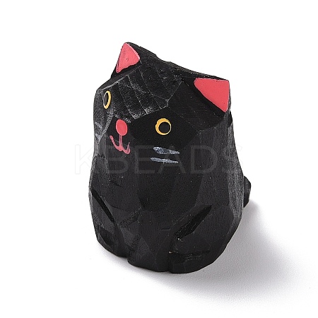 Cat Shape Wood Figurines LS-DJEW-G043-01E-1