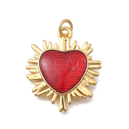 Brass Enamel Heart Pendants KK-D431-052G-1