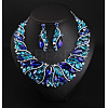 Alloy Rhinestone Pendant Necklaces & Teardrop Stud Dangle Earring Sets for Women WG99E9F-03-1
