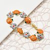 Halloween Brass Enamel Link Bracelets for Women BJEW-B149-01P-1