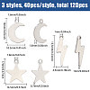 120Pcs 3 Styles Stainless Steel Pendants STAS-CA0002-43-2