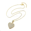 Brass Micro Pave Clear Cubic Zirconia Box Chain Heart Pendant Necklaces for Women NJEW-M009-02G-C-2