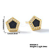 Brass Clear Cubic Zirconia Pentagon Stud Earrings TR5143-3-1