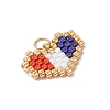 Handmade Glass Seed Beaded Heart Charms PALLOY-MZ00620-01-3