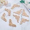 8Pcs 2 Styles Carved Wooden Corner Decoration WOOD-FH0002-28-5