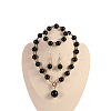 Plastic Imitation Pearl Round Beaded Pendant Necklaces & Dangle Earrings & Bracelets Sets for Women WG180C3-04-1
