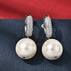 Round Brass Micro Pave Clear Cubic Zirconia Hoop Earrings EJEW-H180-01A-P-3