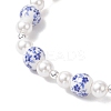 Handmade Flower Printed Porcelain Ceramic Beads Stretch Bracelets for Women BJEW-JB12208-3