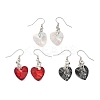Heart Glass Dangle Earrings X-EJEW-JE01737-4