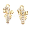 Christmas Theme Brass Micro Pave Clear Cubic Zirconia Charms KK-T073-18G-1