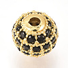 Brass Micro Pave Cubic Zirconia Beads ZIRC-Q013-10mm-143G-3