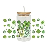 Saint Patrick's Day Theme PET Clear Film Clover Rub on Transfer Stickers for Glass Cups PW-WG36251-05-1