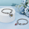 2Pcs 2 Styles Bee & Heart Rose Rhinestone Charm Bracelets Set with Enamel BJEW-AB00006-5