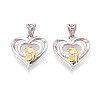 Mother's Day 925 Sterling Silver Heart with Mom and Bagy Pendants STER-N016-104PG-1