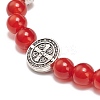 5Pcs 5 Style Natural Gemstone & Synthetic Hematite & Alloy Saint Benedict Beaded Stretch Bracelets Set for Women BJEW-JB08965-6