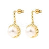 Round Brass Micro Pave Clear Cubic Zirconia Dangle Stud Earrings EJEW-C154-08G-4