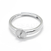 Anti-Tarnish Adjustable Rhodium Plated 925 Sterling Silver Finger Design Ring Mounts Fittings with Pearl Seat STER-L055-019P-4