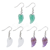 3 Pairs 3 Styles Natural Mixed Gemstone Wings Dangle Earrings with Brass Pins for Women EJEW-FI0003-19-1