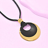 Alloy Ring Pendant Black Cord Necklaces FS-WG3AB90-01-2