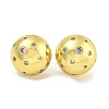 Rack Plating Half Round Brass Pave Clear Cubic Zirconia Stud Earrings for Women EJEW-G410-58G-2