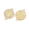 Brass Pave Cubic Zirconia Connector Charms KK-L251-21G-02-2