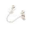 Brass Clear Cubic Zirconia European Safety Chains with Heart Charms KK-C085-15S-2